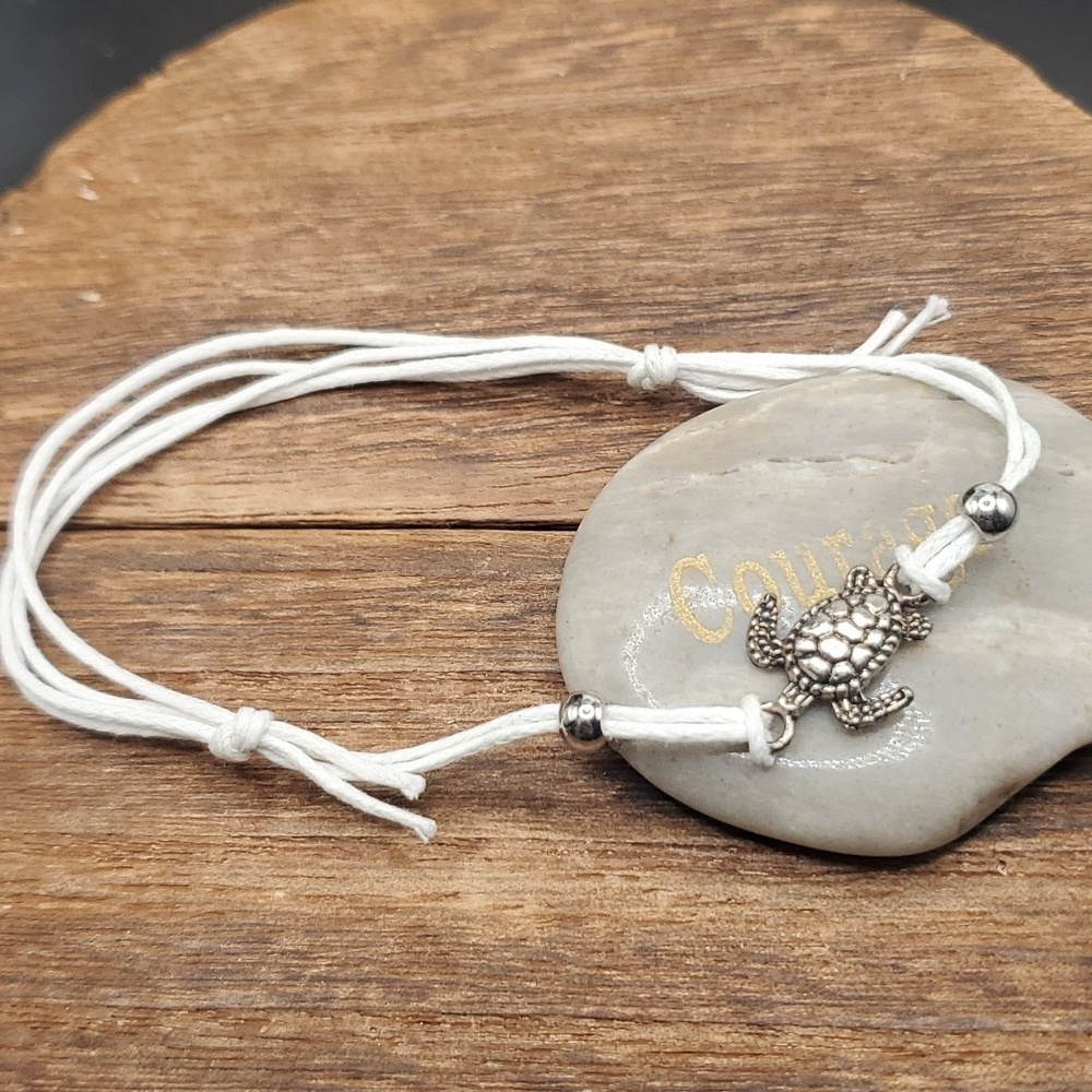 B2826 sterling sea turtle‎ twine bracelet